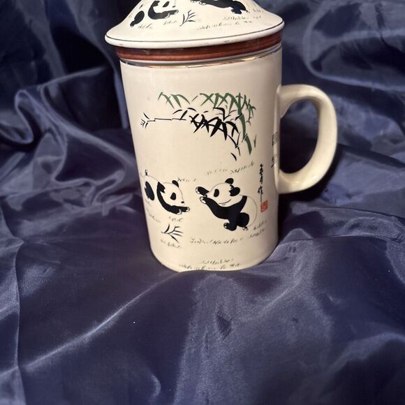 World Market Panda Tea Mug with Loose Leaf Tea Strainer - Picture 7 of 9